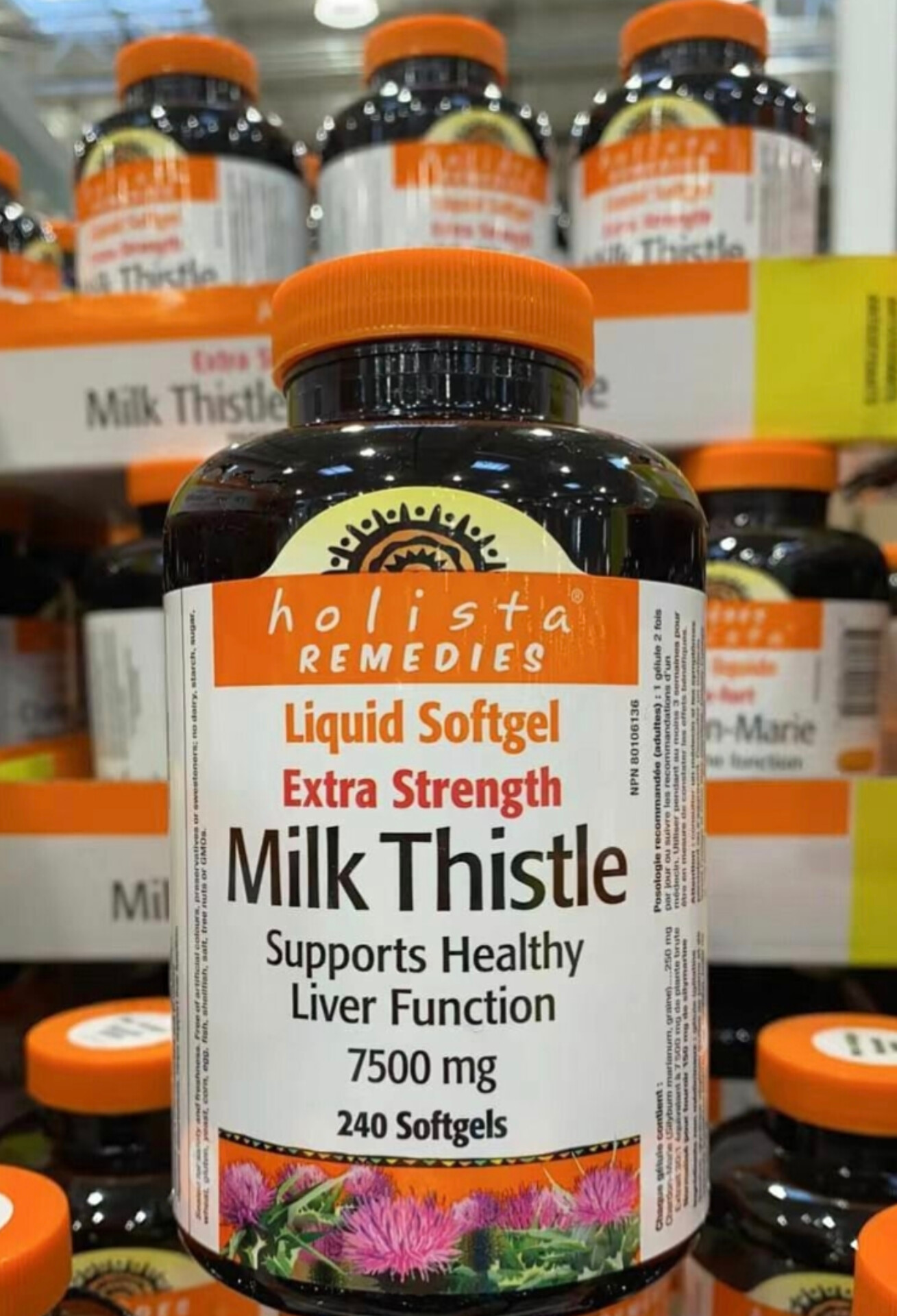 میلک تیسل عصاره گل خار مریم پاکسازی کبد هولیستا | Holista Extra Strength Milk Thistle 750 mg - 240 softgels - تصویر 3