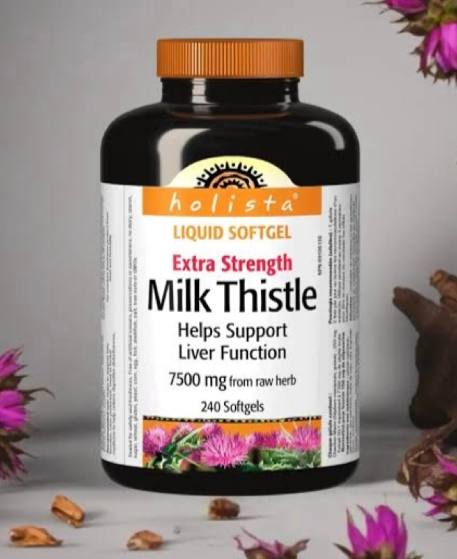 میلک تیسل عصاره گل خار مریم پاکسازی کبد هولیستا | Holista Extra Strength Milk Thistle 750 mg - 240 softgels - تصویر 2